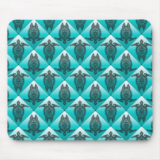 Shamanic Sea Turtles Pattern - cyan Mousepad (Vorne)