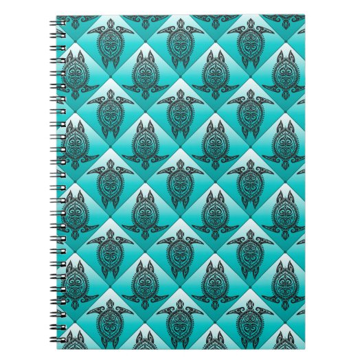 Shamanic Sea Turtles Pattern - cyan Notizblock (Vorderseite)