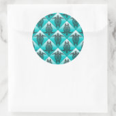 Shamanic Sea Turtles Pattern - cyan Runder Aufkleber (Tasche)