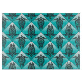 Shamanic Sea Turtles Pattern - cyan Schneidebrett (Vorderseite)