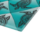 Shamanic Sea Turtles Pattern - cyan Schneidebrett (Ecke)