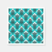 Shamanic Sea Turtles Pattern - cyan Serviette (Vorderseite)