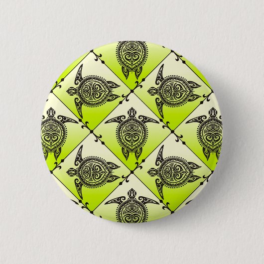 Shamanic Sea Turtles Pattern - Green Button (Vorderseite)