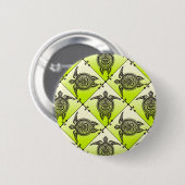 Shamanic Sea Turtles Pattern - Green Button (Vorne & Hinten)