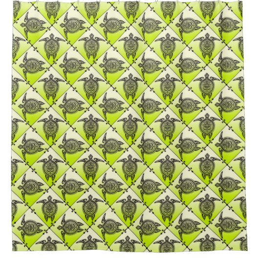 Shamanic Sea Turtles Pattern - Green Duschvorhang (Vorderseite)