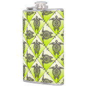 Shamanic Sea Turtles Pattern - Green Flachmann (Links)