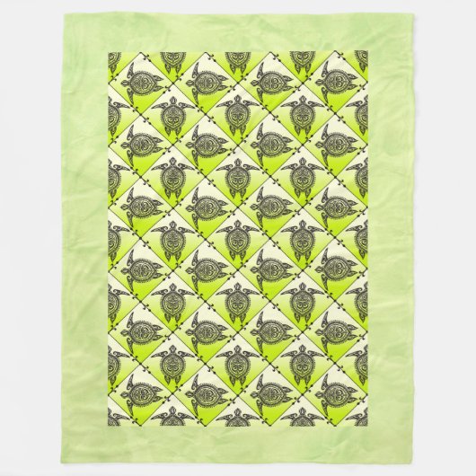 Shamanic Sea Turtles Pattern - Green Fleecedecke (Vorderseite)