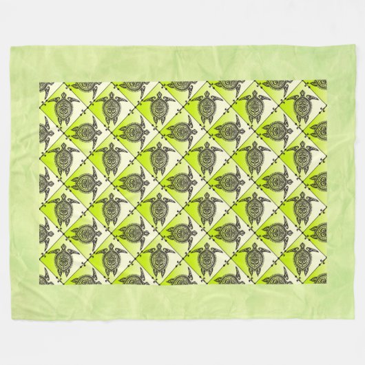 Shamanic Sea Turtles Pattern - Green Fleecedecke (Vorderseite (Horizontal))
