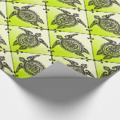 Shamanic Sea Turtles Pattern - Green Geschenkpapier (Ecke)