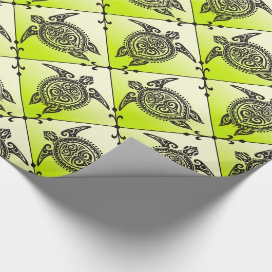 Shamanic Sea Turtles Pattern - Green Geschenkpapier (Ecke)