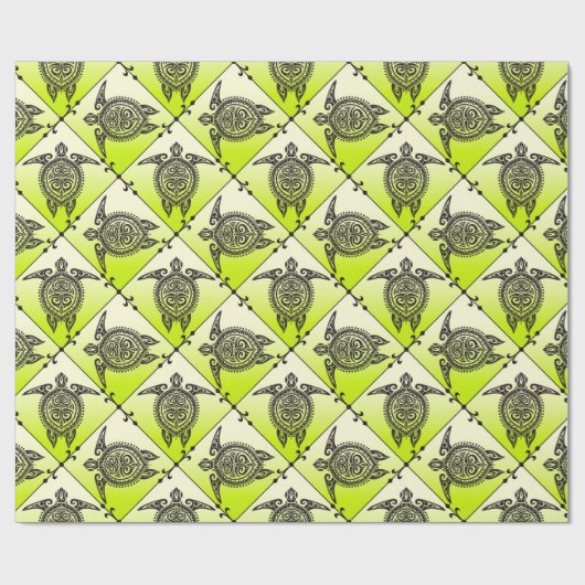 Shamanic Sea Turtles Pattern - Green Geschenkpapier (Flach)