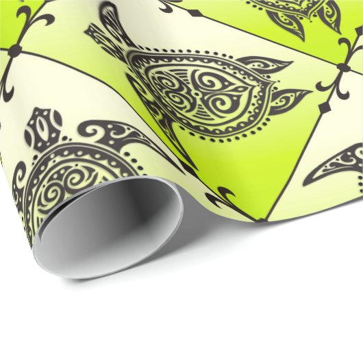 Shamanic Sea Turtles Pattern - Green Geschenkpapier (Rolleneckpunkt)
