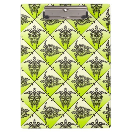 Shamanic Sea Turtles Pattern - Green Klemmbrett (Vorderseite)