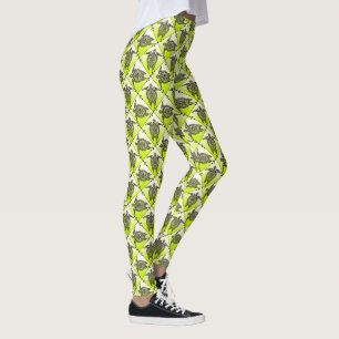 Shamanic Sea Turtles Pattern - Green Leggings