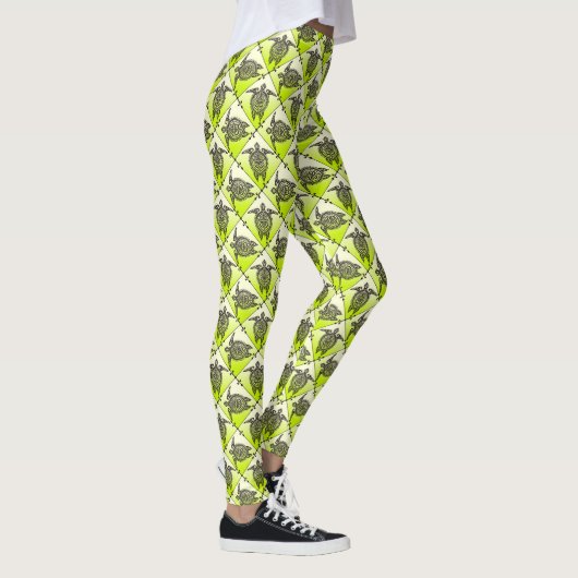 Shamanic Sea Turtles Pattern - Green Leggings (Rechts)