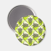 Shamanic Sea Turtles Pattern - Green Magnet (Vorderseite/Rückseite)