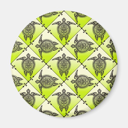 Shamanic Sea Turtles Pattern - Green Magnet (Vorne)