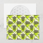 Shamanic Sea Turtles Pattern - Green Postkarte (Vorne/Hinten)