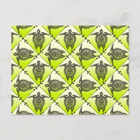 Shamanic Sea Turtles Pattern - Green Postkarte (Vorderseite)