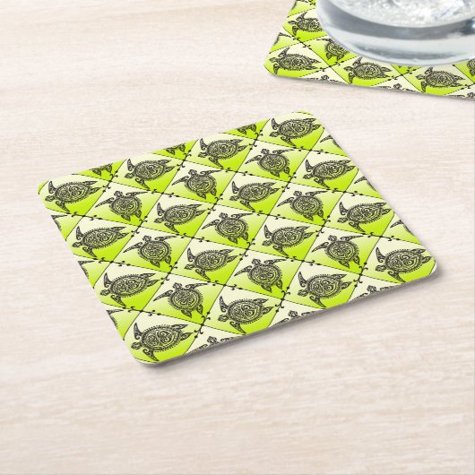 Shamanic Sea Turtles Pattern - Green Rechteckiger Pappuntersetzer (angewinkelt)