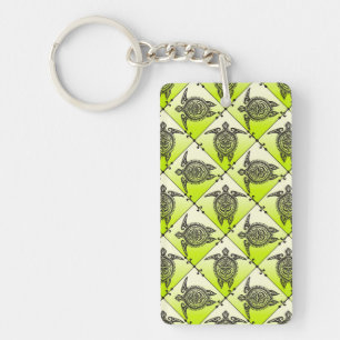 Shamanic Sea Turtles Pattern - Green Schlüsselanhänger