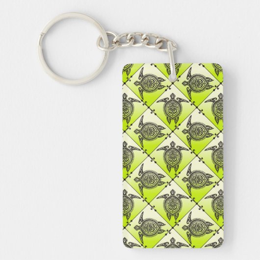 Shamanic Sea Turtles Pattern - Green Schlüsselanhänger (Vorderseite)