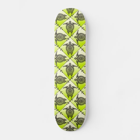 Shamanic Sea Turtles Pattern - green Skateboard (Vorderseite)