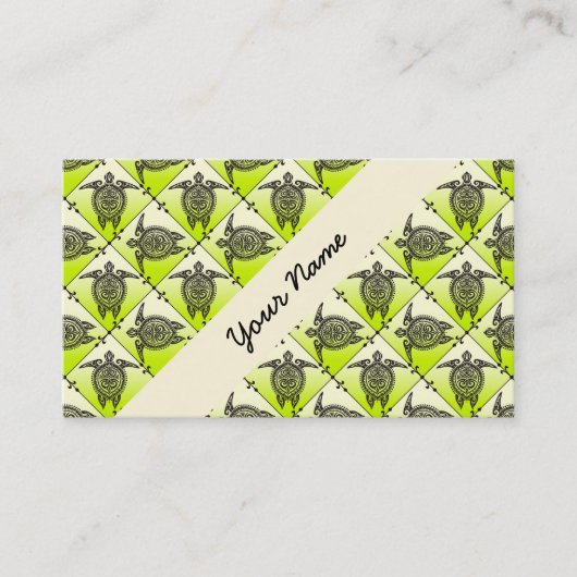 Shamanic Sea Turtles Pattern - Green Visitenkarte (Vorderseite)