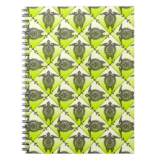 Shamanic Sea Turtles Pattern - grün vertikal Notizblock (Vorderseite)