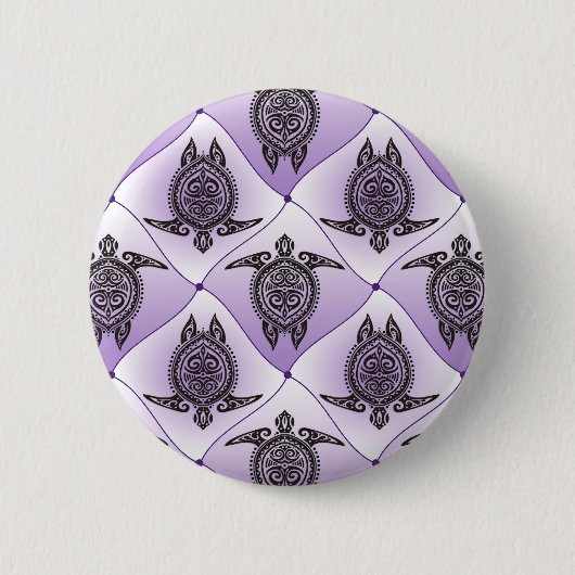 Shamanic Sea Turtles Pattern - violet Button (Vorderseite)