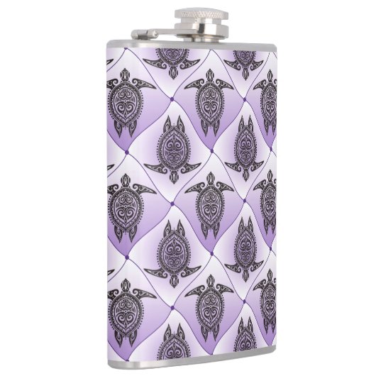 Shamanic Sea Turtles Pattern - violet Flachmann (Rechts)