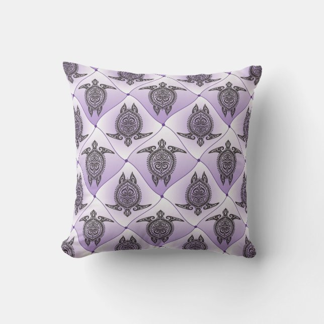 Shamanic Sea Turtles Pattern - violet Kissen (Vorderseite)