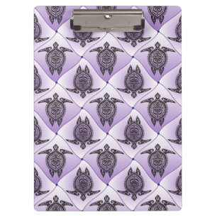 Shamanic Sea Turtles Pattern - violet Klemmbrett