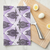 Shamanic Sea Turtles Pattern - violet Küchentuch (Viertel Falte)