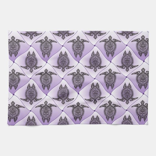 Shamanic Sea Turtles Pattern - violet Küchentuch (Horizontal)