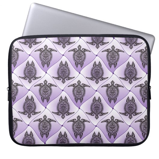 Shamanic Sea Turtles Pattern - violet Laptopschutzhülle (Vorderseite)