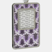 Shamanic Sea Turtles Pattern - violet Rahmen-Ornament Silber (Rechts)