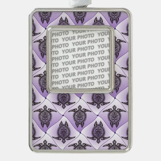 Shamanic Sea Turtles Pattern - violet Rahmen-Ornament Silber (Vorderseite)