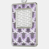 Shamanic Sea Turtles Pattern - violet Rahmen-Ornament Silber (Links)