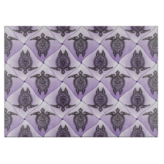 Shamanic Sea Turtles Pattern - violet Schneidebrett (Vorderseite)