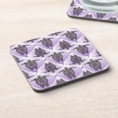 Shamanic Sea Turtles Pattern - violet Untersetzer (Linke Seite)
