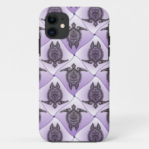 Shamanic Sea Turtles Pattern - violett iPhone 11 Hülle