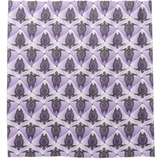Shamanic Sea Turtles Pattern - violett Duschvorhang (Vorderseite)
