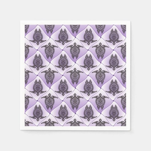Shamanic Sea Turtles Pattern - violett + Ihre Idee Serviette (Vorderseite)