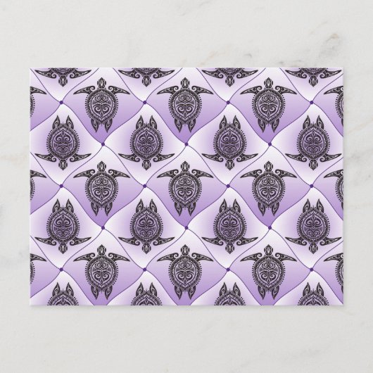 Shamanic Sea Turtles Pattern - violett Postkarte (Vorderseite)