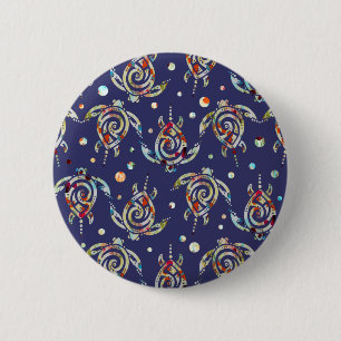 Shamanic Sea Turtles Pattern + your backgr. color Button