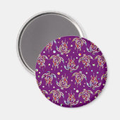 Shamanic Sea Turtles Pattern + your backgr. color Magnet (Vorderseite/Rückseite)