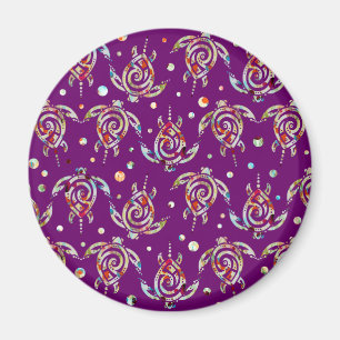 Shamanic Sea Turtles Pattern + your backgr. color Magnet