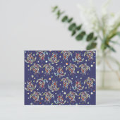 Shamanic Sea Turtles Pattern + your backgr. color Postkarte (Stehend Vorderseite)