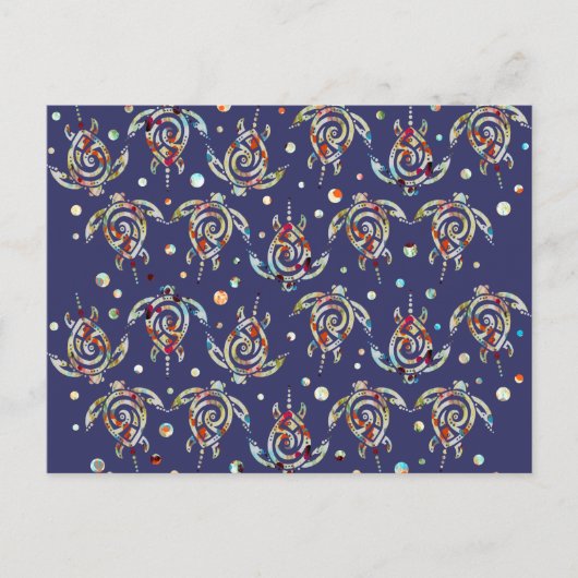 Shamanic Sea Turtles Pattern + your backgr. color Postkarte (Vorderseite)